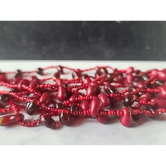 Red Multistrand Adjustable Beaded Necklace Vintage - Picture 6 of 10